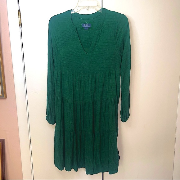 Maeve by Anthropologie Green Amber Tiered Dress Size XS - Picture 2 of 8